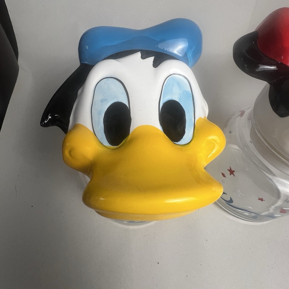Vintage Disney Donald & Minnie Glass Anchor Hocking Adorable Storable Jar/Straws - Picture 8 of 13